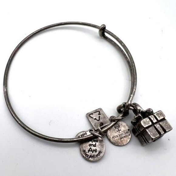 Alex and Ani Gift Present Silvertone Bangle Bracelet charm - Picture 2 of 3